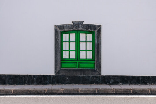 green wooden window