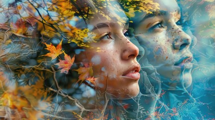 Surreal Nature And Woman Portrait Fusion  Image