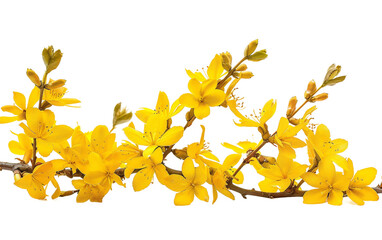 Yellow Forsythia Cascading Radiance Isolated on Transparent Background PNG.