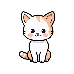 Obraz premium cute white cartoon baby cat feel happy