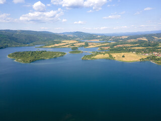 Aerial view of Yovkovtsi Reservoir, Bulgaria
