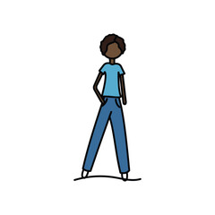 Man Stands in Blue | Line Art