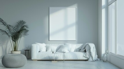 Wall / Modern Living Room With Mockup Frame Blank