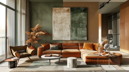 Warm Color Palette Earth Tones And Nature-Inspired Hues Like Muted Greens And Blues Will Continue To Appear In 2024 Interiors From Wall Colors To Interior Design Space Decoration Living Room Design