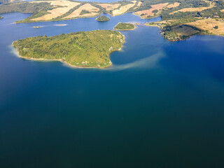 Aerial view of Yovkovtsi Reservoir, Bulgaria