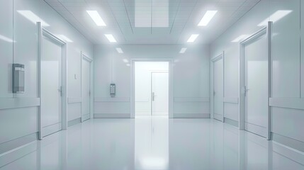 Fototapeta premium White Room With Closed Door In Hospital
