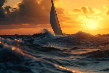 Deurstickers a sailboat in the ocean © MARTIX