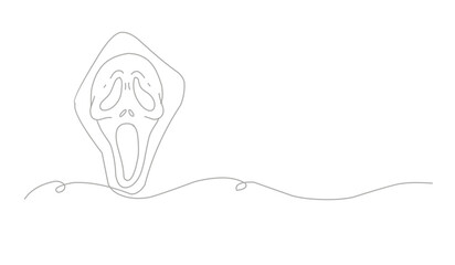 Helloween mask for celebrate. Helloween icon in line art style. 