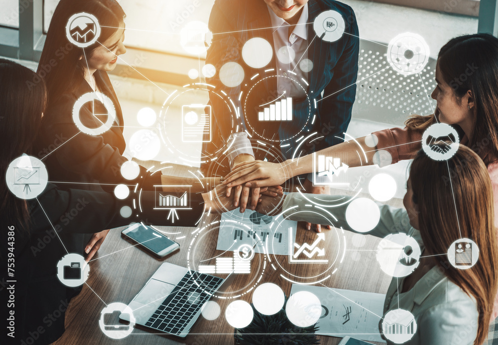Poster data analysis for business and finance concept. interface showing future computer technology of prof