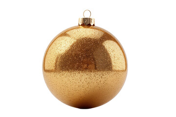 A gold Christmas ornament with a shiny surface