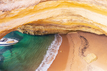 Benagil cave in Algarve. Top down view. Lagoa, Carvoeiro, Algarve, Portugal