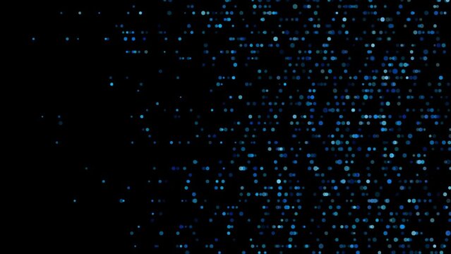 Sparkling blue dots on black background. Seamless looping abstract tech motion design. Video animation Ultra HD 4K 3840x2160