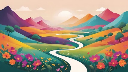 Fototapeta premium landscape with mountains 