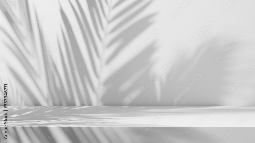 Aufkleber summer cozy sunlight background table leafs shadows and sunlight tabletop space - empty display mock