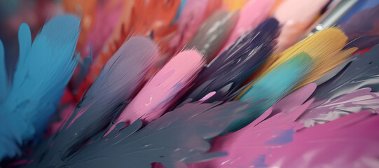 colorful paint brush, ink 54 - obrazy, fototapety, plakaty