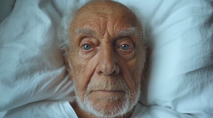 Expressive Portrait of an Elderly Man in Bed