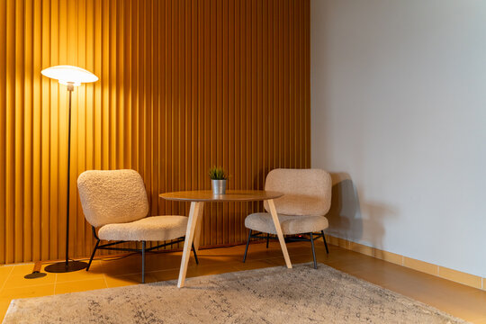 Cozy Corner With Coffee Table and Two Chairs