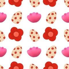 Seamless pattern Easter icon symbol flowers