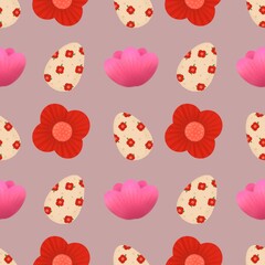 Seamless pattern Easter icon symbol flowers