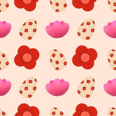 Seamless pattern Easter icon symbol flowers