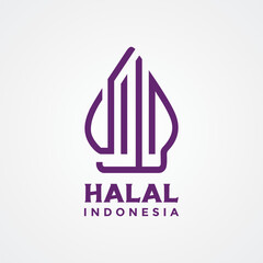 Halal food label, Indonesia Halal logo vector