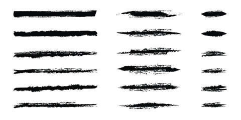 set of ink paint brush stroke artistic design elements collection