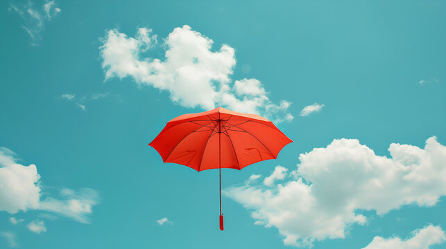 red umbrella in the sky