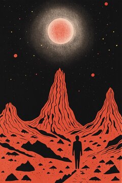 ilustration of a man in the desert