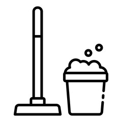 Mop and bucket icon