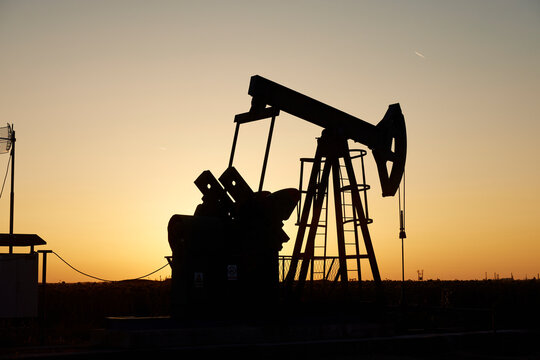 Oil rig at dusk