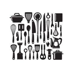 Kitchen tools silhouette vector collection
