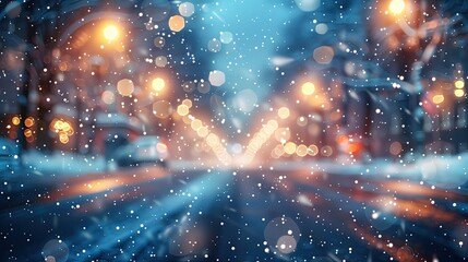 Fototapeta na wymiar Snowy Illumination: Blurred Background