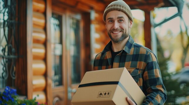 Delivery man send deliver express. online shop, paper container, takeaway, postman, delivery service, packages, electronic money, Digital  paper bag, 3D, bag, customer, carrying