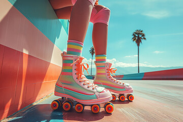 Colorful Roller Skating Moment
