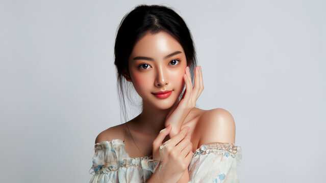 Young beautiful asian woman skin care beauty or mack-up treatments concept. 