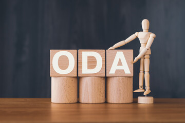 There is word card with the word ODA. It is an abbreviation for Official Development Assistance as...