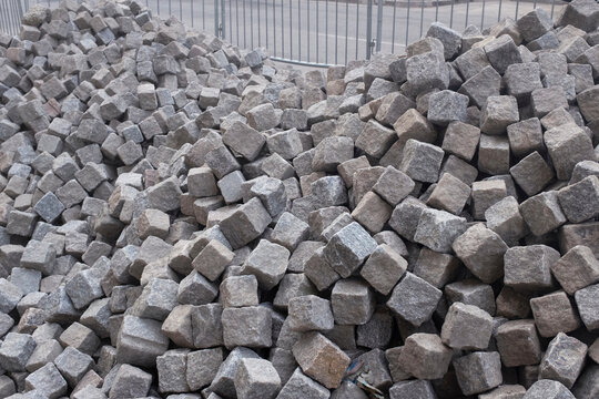 Photo of grey cube-shaped stones / cobble stones in urban environment
