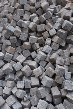 Photo of grey cube-shaped stones / cobble stones in urban environment