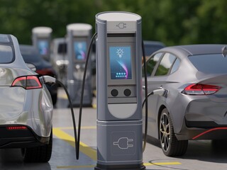 Electric vehicles charging at a charging station
