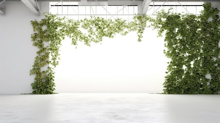 white wall with ivy and plants