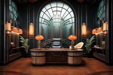 Fluted Glass Elegance: Art Deco Inspired Office Designs with Intricate Decorative Details