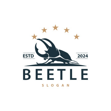 beetle logo design simple silhouette insect animal illustration template vector