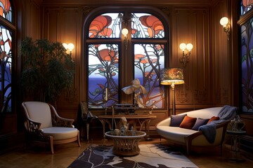 Art Nouveau Living Room Elegance: Inspirations in Sophistication