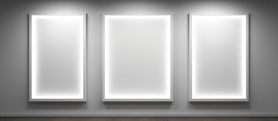 A room is illuminated by three windows, each with a light shining through. The simple setting showcases the architecture and illumination in a straightforward manner.