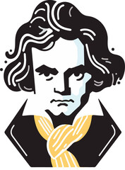 Beethoven illustration created by artificial intelligence.
