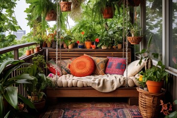 Boho-Chic Balcony Garden Designs: Rustic Furniture & Eclectic Accessories Galore