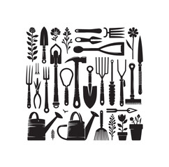garden tools icon vector silhouette style illustration 