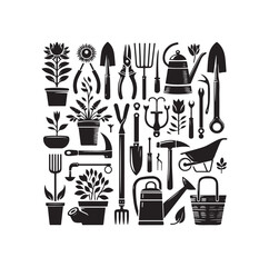 garden tools icon vector silhouette style illustration 