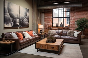 Leather Sofa Luxe: Chic Urban Loft Living Room Concepts with a Sophisticated Touch
