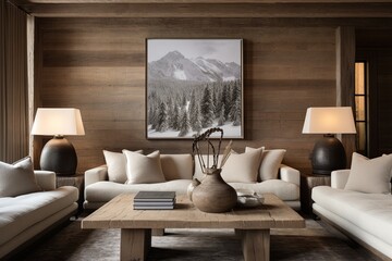 Alpine Artistry: Cozy Chalet Living Room Ideas with Oversized Chairs